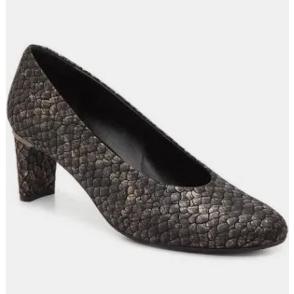 Vaneli Dayle Gray‎ Snake Embossed Classic Pump Reptile Mid Heel Shoes Cushioned